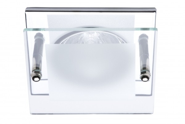4-Eck Einbaustrahler 12V Spot mit Glasvorsatz / Chrom glänzend