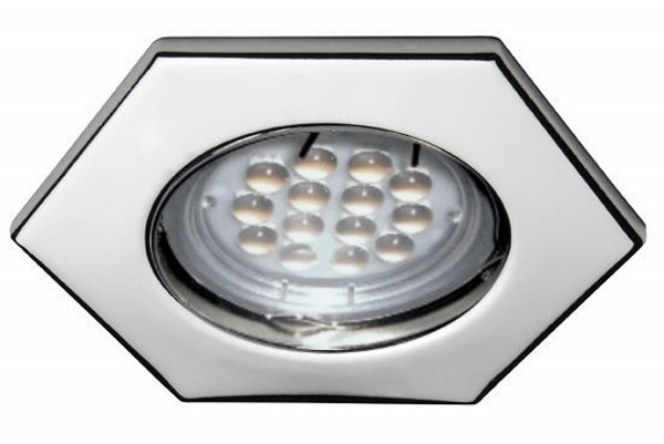 LED Einbaustrahler 6-Eck chrom glänzend 12 V - 5 W (HL) warmweiss
